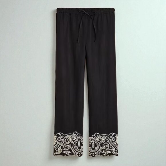 J. Crew New Soleil pant in embroidered linen Size large Tall - Picture 2 of 10